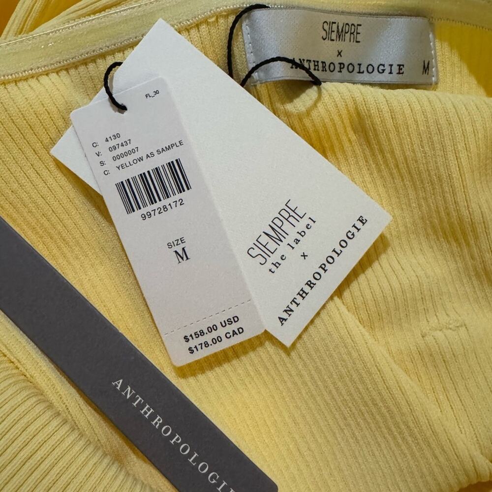 Anthropologie Siempre Belted Longline Knit Shirt - Yellow M - Picture 7 of 7